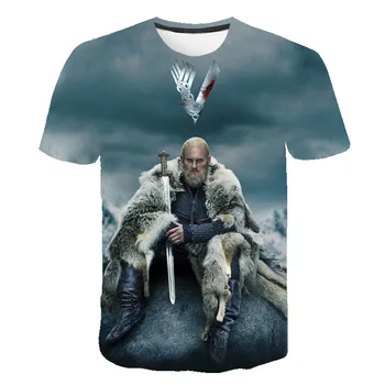 TV Serialas Vikingai 3D Print T-shirt Vasarą Vyrams, Moterims, Ragnar Lothbrok trumpomis Rankovėmis T Marškinėliai, Unisex Viršūnes Mados Atsitiktinis Tees