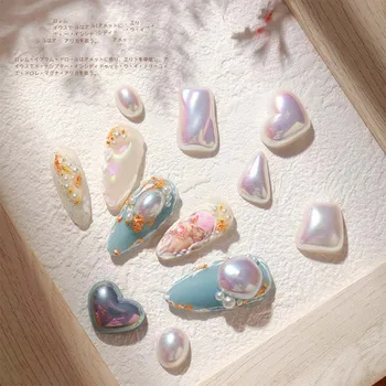 1pcs 3D Nereguliarus Gamtos Perlai Nagų Dailės Apdailos Japonų Stiliaus Perlų Papuošalai Ornamentu Perlamutras, Klasikinio Manikiūro Reikmenys