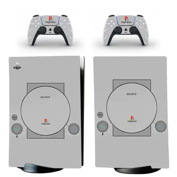 PS1 Stiliaus PS5 Standartinio Disko Leidimas Odos Lipdukas, Decal Padengti 5 PlayStation Konsolės ir 2 Kontroleriai PS5 Odos Lipdukas