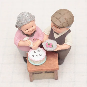 Talismanas seneliai, kad tortas lėlės modelio Darbalaukyje Dervos Amatų Animacinių filmų Seneliai Figūrėlės Vestuvių, Gimtadienio Dovanos vaikams