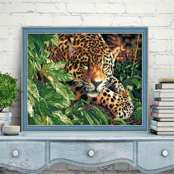 HUACAN Dažymas Pagal Skaičių Leopard Rinkiniai Namų Puošybai Nuotraukas Tapybos Gyvūnų Skaičius HandPainted Meno Dovana