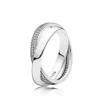 925 Sterlingas Sidabro Žiedas Derliaus Amžinai Pareiškimą Crystal Žiedą, Moterims Vestuves pandora Papuošalai