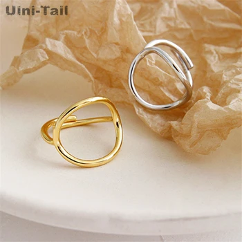 UiniTail naujo dizaino karšto pardavimo 925 sterlingas sidabro tendencija geometrinis žiedas tuščiaviduris žiedas mados saldus ir dinamiška, aukštos kokybės