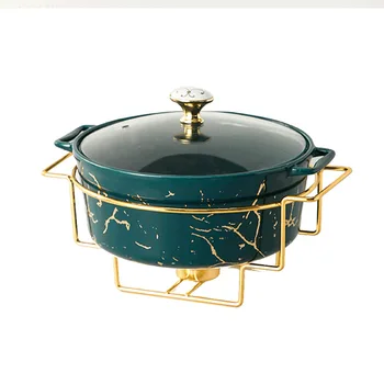 Marmuras, auksas modelis Šiaurės ausis keraminiai puodai namų sriubos puodą, dubenį stalo kūrybos puodą stovas su žvakių laikiklis