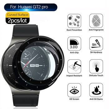 2vnt 10D Visą Lenktas Apsauginė Plėvelė Huawei Žiūrėti GT2 Pro GT 2 GT2Pro 2Pro Smartwatch Screen Protector, Minkštas Grūdintas Stiklas
