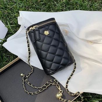 Mini Kibirą Grotelės maišelį Crossbody maišelį 2021 m. Pavasarį Naujas Kokybės PU Oda Moterų Dizaineris Rankinės Grandinės Petį Krepšys