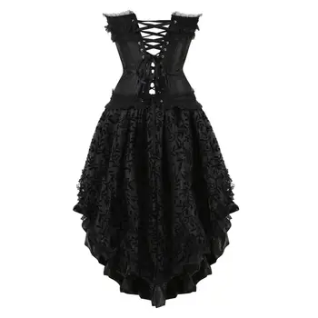 Gotikos Korsetas, Sijonas Moterims Corselet Steampunk Nėrinių Apdaila Zip Bustier Suknelė Satin Plus Size Karnavalas Šalies Klubas Naktį Kostiumai