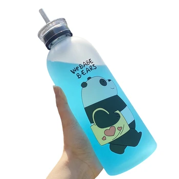 Nešiojamų Berniukai Plastikinis Vandens Butelis Mielas Studentų Vandens Butelis Su Šiaudų Vaikams Gerti Animacinių filmų Drinkware Vandens Buteliai, 1000ml
