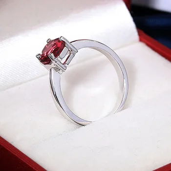 Naujai Sukurta Saldus Saldainiai Žiedas Raudonas Granatas Brangakmenio 925 Sidabro Moterų Vestuvinį Žiedą, Plonas, Elegantiškas Vestuvių Žiedas Šalis