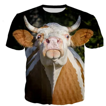 Vasarą Vyrai Moterys Mados Kūrybos Modelio Dizainas 3D Print T-Shirt Gyvūnų Karvių Drabužiai Berniukams, Mergaitėms, Tshirts Paauglių Cool Atsitiktinis Viršūnės
