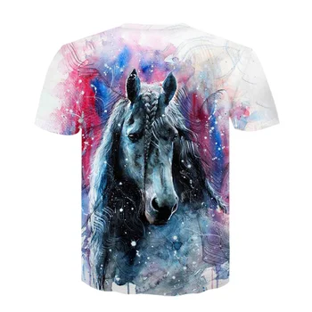 2021 Naujų Gyvūnų Arklių 3D Spausdinimo Harajuku T-Shirt Mados Atsitiktinis trumpomis Rankovėmis Berniukams, Trišakiai Viršūnes Streetwear Vaiko marškinėliai Drabužių