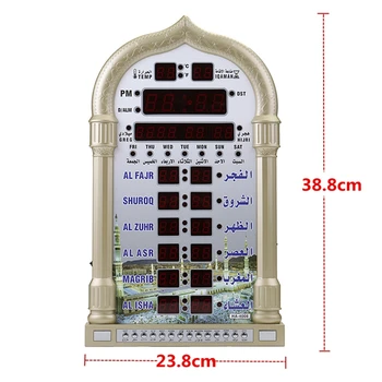 AF88 -12V Mečetė Azan Kalendorius Musulmonų Maldos Sieninis Laikrodis Žadintuvas Ramadanas Namų Dekoro + Nuotolinio Valdymo EU Plug