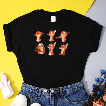 Nick Fox, Judy Triušis Mados marškinėliai Disney Zootopia T-Shirts Vasaros Cool Moterų Tee Marškinėliai Laisvalaikio Kawaii Animacinių filmų Lady Marškinėliai