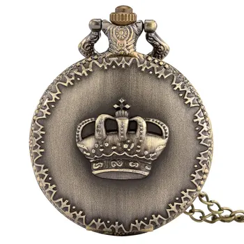 Antikvariniai Royal Crown Modelis moliusko geldele Kvarco Kišenėje Žiūrėti Derliaus Bronzos Karoliai Pakabukas Grandinės Karoliai карманные часы relogio
