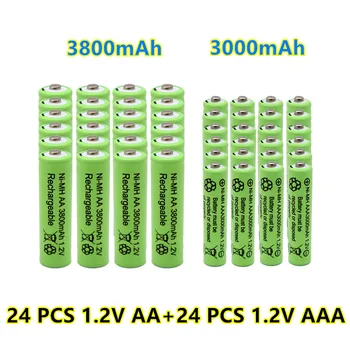Naujas 1.2 V AA 3800mAh NI-MH Baterijas+1.2 V AAA 3000 mAh Rechageable baterijos NI-MH baterija