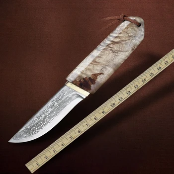 VG10 Damasko plieno 75 sluoksnių, baltas šešėlis medžio Japonų kardas aštrus kempingas medžioklės lauko peilis serija (Samurajus stilius)