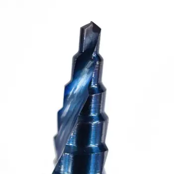 3PCS 4-12/20/32mm HSS Spiralės Išdrožomis Centras Kieto Karbido Grąžtas P6M5 Super Blue Nano Danga Žingsnis Kūgio formos Grąžtas