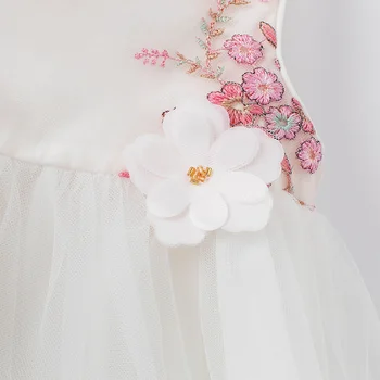 DB16924 dave bella vasaros baby girl ' s cute gėlių siuvinėjimo tinklelio suknelė vaikų mados šalis suknelė vaikams kūdikiams lolita drabužiai