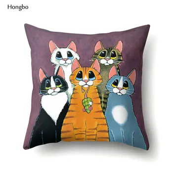 Hongbo Animaciją Kačių Spausdinti Pagalvėlė Apima, Mesti Pagalvės Užvalkalą Namų Dekoro Sofa Automobilių Sėdynės Pagalvėlės
