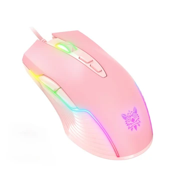 Naujas produktas Onikuma cw905 rožinė mergaitė žaidimų pelės laidinio mechaninė žaidimas skirtas RGB kompiuterio pelės 6-pavarų DPI