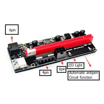 PCI-E Riser Card PCI Express 1X iki 16X Extender PCIe Adapteris 4Pin 6Pin Power Stove Kortelės Adapteris USB 3.0 BTC ETH Kabelis