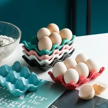 Kiaušinių Laikiklis Anti-Slip 6 Tinklus Keramikos Ekologiškų Kiaušinių Konteinerių Virtuvė