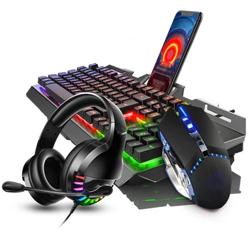 Žaidimas PC, Nešiojamas Kompiuteris, USB Laidinio Combo Klaviatūra, Pelė, Ausinės Nustatyti, Mechaninė Jausmas Unikalios Paramos Apšvietimas