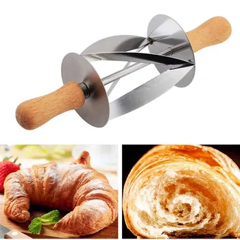 Croissant Cutter Roller Croissant Maker Nerūdijančio Plieno Ritininiai Skiltelės Tešla Tešla Kirtimo Geležinkelių Peiliu Virtuvės Kepimo Įrankiai
