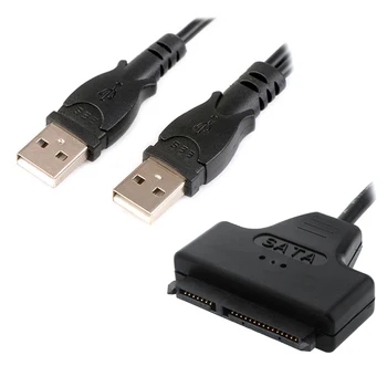 Adapterio Kabelis Dviguba USB jungtys 2.5 HDD SSD Kietąjį Diską Sata į USB Adapteris USB 3.0-2.0 prie Sata 3 Laidas Skaičiuoklė