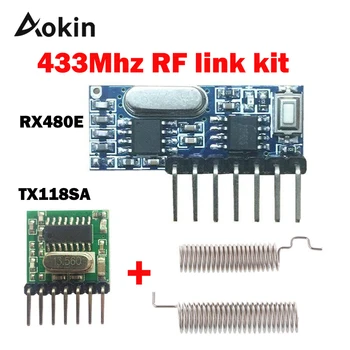 RF modulis 433 Mhz Belaidžio Imtuvo Modulis, RX480E Siųstuvas, Imtuvo Mokymosi Kodas 1527 4Ch Antena Arduino uno 