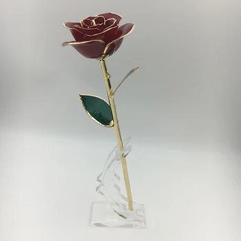 G013-8 Nekilnojamojo Rose artimųjų 24K Auksu raudonos konservuotos Rožių gėlių 11 cm, su gražia dovanų dėžutė vestuvių dovanų, ir Meilės Dovana