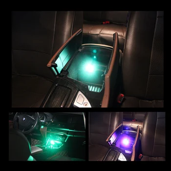 Mini Automobilių LED Šviesos Atmosfera Balso ir Touch Kontrolės RGB Dekoratyvinės Lempos USB Magija Etapo Poveikį Šviesos Žiebtuvėlis