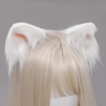 Dirbtiniais Kailiais Kačiukas Ausis Lolita Plaukų Clips Anime Cosplay Pūkuotas Plaukų Segtukai Foto Rekvizitai