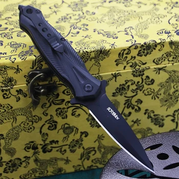 9CR18MOV Black lauko veidrodėliai taktinis peilis ABS rankena aštrių kišenėje sulankstomas peilis gelbėjimo keliautojams namų sulankstomas peilis