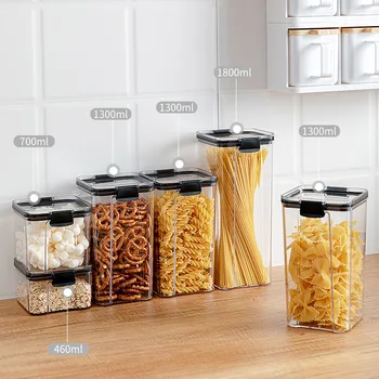 Vienas Akrilo Maisto Saugojimo Konteineris nustatyti, Plastikiniai Virtuvės Makaronų Dėžutės Multigrain Bako Skaidrus Sandarios Skardinės kokybės
