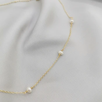Rankų darbo Natūralių Perlų Vėrinį 14K Aukso Užpildytas Choker Mini Pakabučiai Boho Collier Femme Perle Papuošalai Boho Karoliai Collares