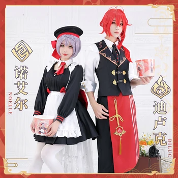 Anime Genshin Poveikio Noelle Diluc Cosplay Kostiumų KFC Jungtis Sekretorius Žaidimas Kostiumas Maid Suknelė Vienodą Aprangą Už Helovinas Šalis