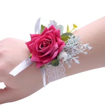 2 vnt Bridesmaid, Švelnus, Kaip Tu Sagės Riešo Gėlių Flanelė Modeliavimas Gėlių, Vestuvių Prom Naujai 30