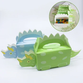 10vnt Dinozaurų Šalis Slapukas Langelį Baby Shower Saldainių Dėžutė Gydyti Vaikų Gimtadienio Popieriaus Dėžės Dovanų Pakavimo Grupė Tiekia Cake Box