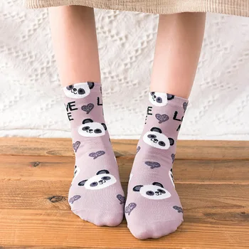 Gyvūnų spausdinti kawaii mielas korėjos stiliaus moteris katė panda medvilnės calcetines meias mulher skarpetki calcetas kojinių kalėdų dovana