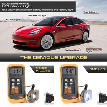 Už Tesla Model 3 S X LED Durų Lemputė bagažo skyriaus Kojoms Interjero Itin Ryškus Automobilis Patalpų Apšvietimas Atmosfera Lempos Balos Luces