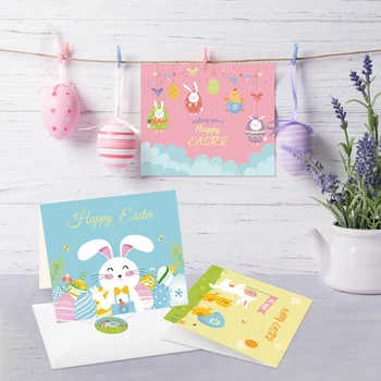 42pcs linksmų Velykų Atvirukai Velykiniai Atvirukai Su Vokais Ir Lipdukai Multi-Color Easter Bunny Kiaušinių Korteles Vaikams, Vaikai