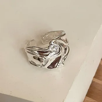 Foxanry 925 Sterlingas Sidabro Sužadėtuvių Žiedai Nauja Tendencija Elegantiškas Unikalus Raukšlės Dizainą Putojančio Cirkonis Nuotakos Papuošalai Dovana Moterims