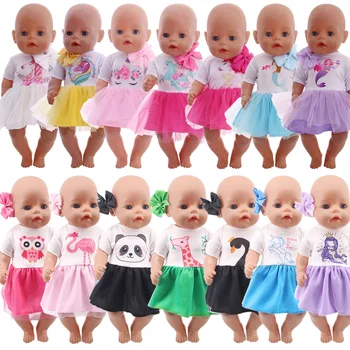 Lėlės Drabužių Vienaragis Kitty Suknelė Tinka 18 Colių Amerikos&43 CM Atgimsta Naujas Gimęs Kūdikis Lėlės OG Mergina Lėlės Rusijos Lėlės 