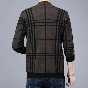 Nauji vyriški verslo atsitiktinis megztas dryžuotas megztinis vyriški slim V-kaklo aukštos klasės megztinis, striukė vyriški megztiniai žiemos paltai S-XXXL