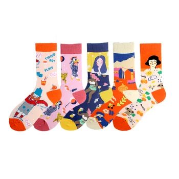 Kūrybingas Prancūzų Mergaičių Juokingas Kojines Laimingas Vaikas Palūkanų Mielas Kojinės Moterims Harajuku Meno Asmenybės Divertidos Skarpetki Sokken