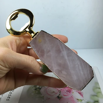 1PCS Natūralaus akmens butelio atidarytuvas alaus butelio atidarytuvas asmenybės rožinė kristalų galvanizavimo aukso kraštas