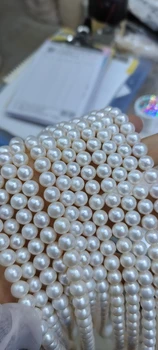 16 colių,8-9 mm AAA aukštos blizgesys puikus baltas apvalus pobūdžio gėlavandenių perlų be branduolinių,aukštos blizgesys