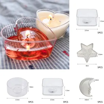 5vnt Star Širdies Formos Tealight Žvakių Laikiklis Nustatyti Plastiko Skaidrus 