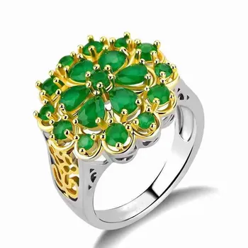 Milangirl Naują Žiedą Mados Žalia Gėlė Formos Inkrustacijos Cirkonis ponios Papuošalų, Kristalų Žiedo ponios Žiedas Vestuvinis Žiedas